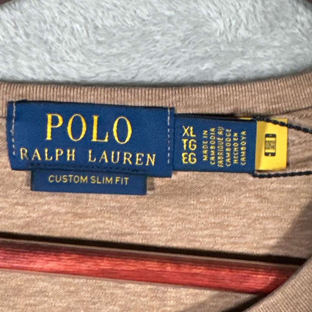 Polo Ralph Lauren Shirt Mens XL Brown Custom Slim Fit Classics Pony Logo Tee - Picture 3 of 10